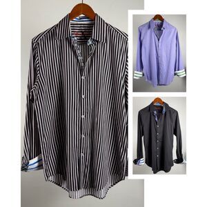 3 Robert Graham Men’s Shirt Bundle, Size Medium – Three Piece Lot, 100% Cotton